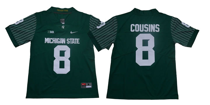 Michigan State Spartans #8 Kirk Cousins Green Nike College Football Jersey